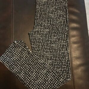 Chic Black and White Tweed Skinny Pants